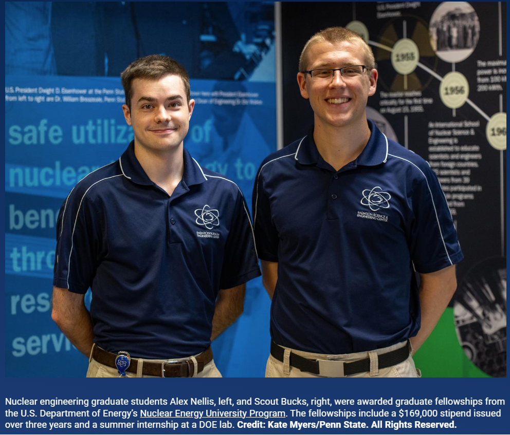 Alex Nellis and Scout Bucks receive the DOE NEUP Fellowship