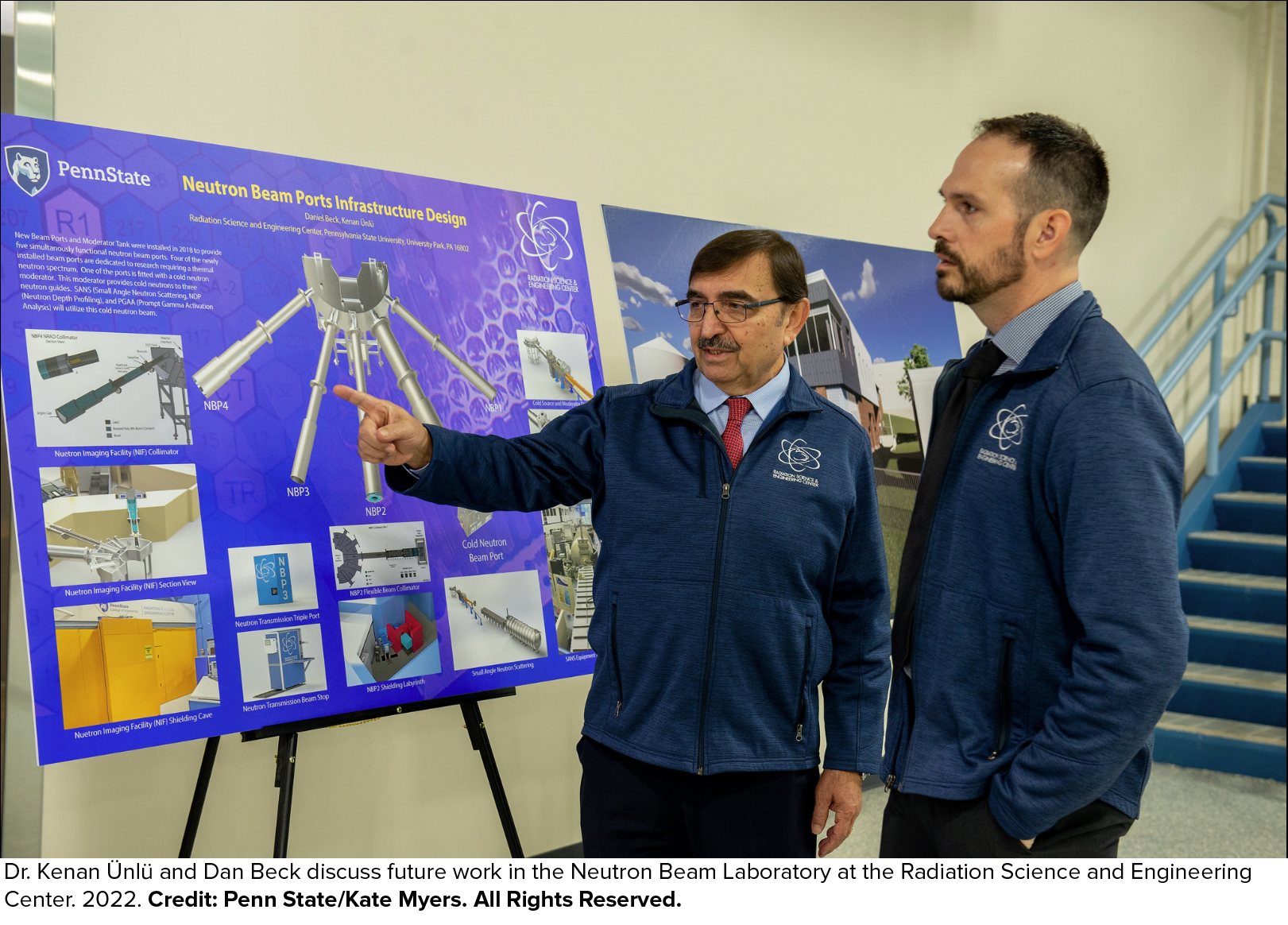 Dr. Kenan Unlu and Dan Beck discuss future work in the Neutron Beam Laboratory at the Radiation Science and Engineering Center 